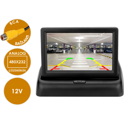 EN-M430F Çift Video Girişli Açılır Kapanır 4.3 inch Araç Monitörü