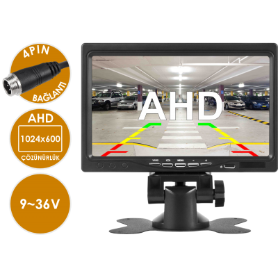 EN-M500AP Çift Video Girişli Güneşlik ve Gömme Aparatlı 4 Pin AHD 7 Inch Araç Monitörü