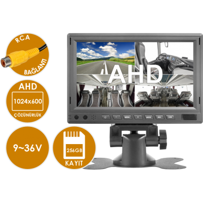 EN-M650R Dört Video Girişli SD Kart Kayıtlı Güneşlikli AHD 7 Inch Quad Araç Monitörü