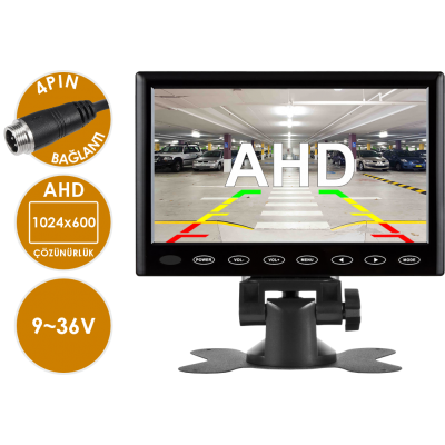 EN-M900AP Çift Video Girişli Dokunmatik Tuşlu İnce Tasarım 4 Pin AHD 9 Inch Araç Monitörü